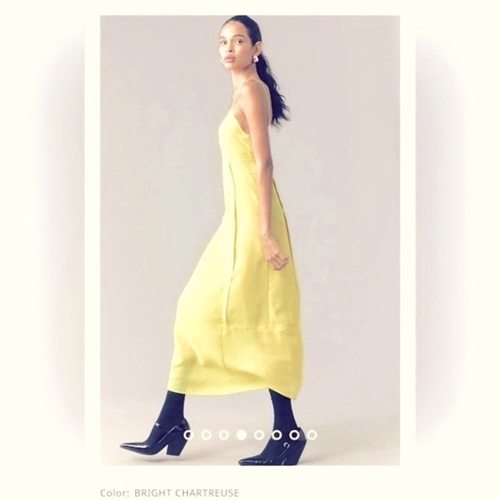 By Anthropologie NEW Dress Fully Sheer Slip Size 4 Chartreuse Feminine Coquette